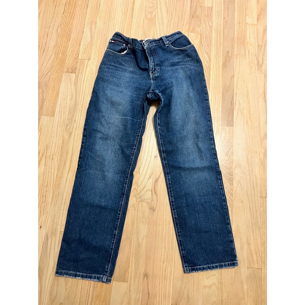 Tommy Hilfiger Boyfriend Jeans Dark Wash Relaxed Straight Leg Elastic Back 30x30